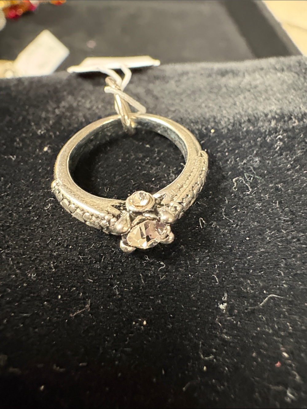 Silver-Tone Floral Crystal Ring charm - Women Jewelry